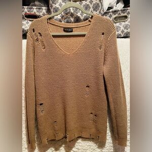 Ambiance V-Neck Sweater in Tan